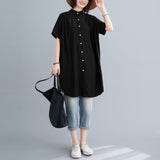 Net Color Temperament Shirt Fat Large Size Women's Clothing Long Coat Short Sleeve Buckle Collar Irregular Sunscreen