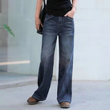 Spring And Autumn New Pendant Jeans Women High-Waisted Straight Loose Thin Large-Size Broad-Legged Trousers Old Dad Pants