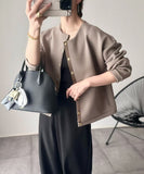 2026 Spring And Autumn New Loose Leisure Round-Neck Shirt High Quality Thick Fabric