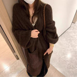KANING Korean Languid T-Shirt In The Lazy Wind 2026 Autumn Dress New Women's Knee Sweater Long Coat