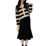 Autumn And Winter New Gentle Wind High Waist Temperament Knitted Half Dress Woman Thin A Word Fishtail Half Skirt
