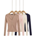 Sweater Women's Autumn/Winter Slot High-End Sleeve Long Sleeve V-Necked Knitted Women's Sweater
