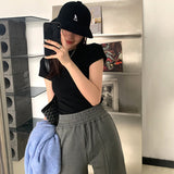 Solid Color Bottom Slim Short-Sleeved T-Shirt Women Summer Tide New Thin Short-Sleeved Top Woman