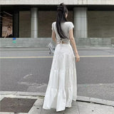Summer 2025 New White Dress Women's Skirt Small Long A Skirt Cake Skirt Women's Half-Body Skirt