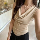 Ins Pure Hottie Sexy Sleeveless Collar Vest T-Shirt Girl Summer New Sweet Hot Shirt