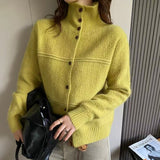 KANING Korean Languishing Collar Solid-Color Knitted Cardigan 2026 Autumn And Winter New Fashion Sweater Jacket