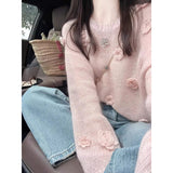 KANING Korean Round-Neck Thin Long-Sleeved Knitted Shirt 2026 Autumn Women's New Loose Thin Flower Top