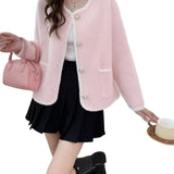 Kaning French Small Fragrant White Knitted Cardigan Women's Autumn 2026 Winter Women's Candy-Colored Sweater Jacket