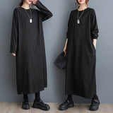 Real Shooting In The Autumn Of 2026 New Simple Dark Texture Languid Leisure Loose Thin Sleeve Dress
