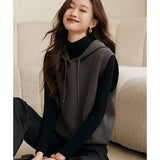 Vintage Classic Impression Atmosphere Soft Hooded Python Haoumi Six-Stuned Knitted Cardigan Girl Autumn