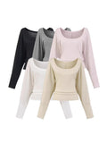Big U Collar Long-Sleeved T-Shirt T-Shirt Inside The New Pure Desire
