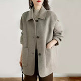 Hairy Coat Women 2026 Autumn And Winter New Korean Version Of The Simple Hair This Coat Single Row Buckle Hepburn Wind Coat Woman