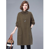 2026 Autumn And Winter New Loose Large Size Display Thin Collar Pure Cotton Bottoming Jacket Dress Plus Velvet Thick Warm Dress