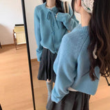 KANING Lazy Wind Bows Solid-Colored Knitted Cardigan 2026 Autumn And Winter New Korean Wearing Sweater Coat Women