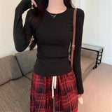 Ins Sexy Hottie Short-Sleeved T-Shirt Girl Basic Long-Sleeved Bottom Top Lady