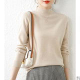 2025 New Beautiful Temperament Half-High-Necked Bottom Shirt Women With A Long-Sleeved Autumn And Winter Sweater