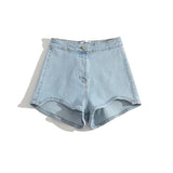 Irregular High-Waisted Denim Shorts Babes Long Leg Tight-Puffed-Girls Hot-Pants Women's-Sighting-Sighting-Sighting Women's-Puffed Slacks Summer