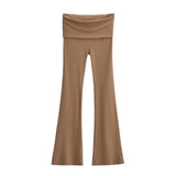 New Hottie Sexy Casual Flare Trousers Design Feel Thin Straight Broad Leg Pants Low Waist