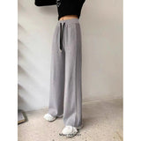 Design Sense Side Pressure Folding Pit Strip Knitted Broad Leg Pants Women Autumn And Winter Thick Hanging Feeling Loose Thin Tug Leisure Pants