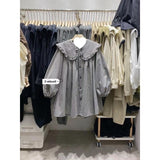 Fat Mm Large Size Women's Plaid Doll Collar Shirt Women 2025 New Retro College Style Loose Age Reduction Shirt Women