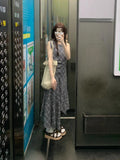 Sleeveless Check-In Waistcoat Dress Women's Summer New Temperament Super Beautiful Holiday Irregular Long Skirt