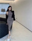 Temperament Pure-Hearted Sexy High-Collar Dress Women Summer Niche Design Hot Girls Tight Thin Ass Long Skirt