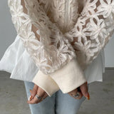 Lotte Spring And Summer Easing Embroidered Women's Skinny Shirt Lace Jacket Sunscreen T-Shirt