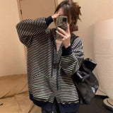KANING Lazy Wind Loose Hooded Zip Knitted Cardigan 2026 Autumn And Winter New Korean Striped Sweater Jacket