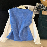 3.5/New In Spring XUAN XIAO JIE Gentle Wind Tie Knitted Vest Cardigan Woman