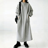 Lazy Wind Showing Thin-Guard Dress Women 2026 Spring And Autumn New Loose Belly Over-Lade Dress Woman