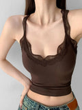 Sexy Pure Lust U-Neck Lace Vest Female Summer Personality Short-Scaring Sling Inside The Top Of The Coat