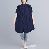 Net Color Temperament Shirt Fat Large Size Women's Clothing Long Coat Short Sleeve Buckle Collar Irregular Sunscreen