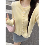 KANING Korean Version Of Sweet Ultra-Gentle Knitted Cardigan Women 2026 Early Spring New Solid-Colored Loose Sweater Jacket