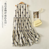 Round Collar Print Vest Dress Women 2026 Leisure Temperament Holiday Style Collar Print Dress