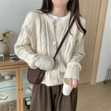 KANING Loose Knitted Cardigan Women 2026 Autumn And Winter New Korean Version Of The Round-Neck Sweater Outside