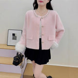 KANING Pink Yangerming Knitted Cardigan 2026 Autumn New Women's Sweater Coat Woman