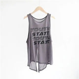 Fashion Sports Running Fitness Yoga Suit Sleeveless Vest Women Summer Loose Letter Yarn Burqa Shirt Top