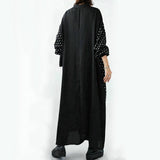 Spring And Autumn New Female Style Simple Refreshing Long Sleeves Collict Splicing Wave Point Pattern Dress Dress