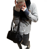 LEKA Korean Design Sense Spliced Jasmine Knitting Cardigan 2026 Autumn And Winter New Thin Coat Sweater Coat Woman