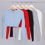 Spring Repair Single-Dcupuncture Knitted Cardigan Short-Sleeved Original Collar Coat Top