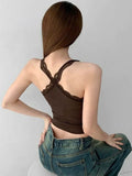 Sexy Pure Lust U-Neck Lace Vest Female Summer Personality Short-Scaring Sling Inside The Top Of The Coat