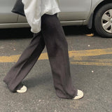 KANING Crotch Knitted Broad-Legged Trousers Women 2026 Autumn And Winter High Waist Hanging Mop Lengthened Leisure Straight Pants