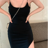 Sexy Sleeveless Sling Dress Women Summer Fashion Pure Hottie Seaside Vacation Slimming Dress