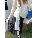 2025 Spring And Summer New Korean Irregularly Broken Flowers High Waist Half-Dress Women Thin Thin Thin Side Zipper Skirt