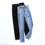 Spice Girls Spring And Summer Fashion Before And After Cutting High-Waisted Trousers Elastic Repair Small Foot Pants Trousers Nine Trousers