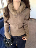 Kaning Fur Collar Blouse T-Shirt Knitted Sweater 2026 Autumn And Winter New Lazy Wind To Close The Waist With Knitted Shirt
