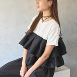 Real Shooting A Large Number Of Summer New Cotton Women Short-Sleeved Shirt Splicing Lotus Leaves Under The Hem