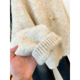 Kaning Half Zipper Hooded Sweater Female Autumn New Lazy Wind Soft Tucked Bottom Top Thick Knitted Shirt