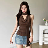 Fashion Design Style Drifting Tie Sleeveless Vest Women Summer New Hottie Sexy Slimming Top