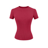 Summer Shoulder Ant Waist T-Shirt Thread Solid Color Foundation Repair Bottom Wide Edge Round Neck Bottom